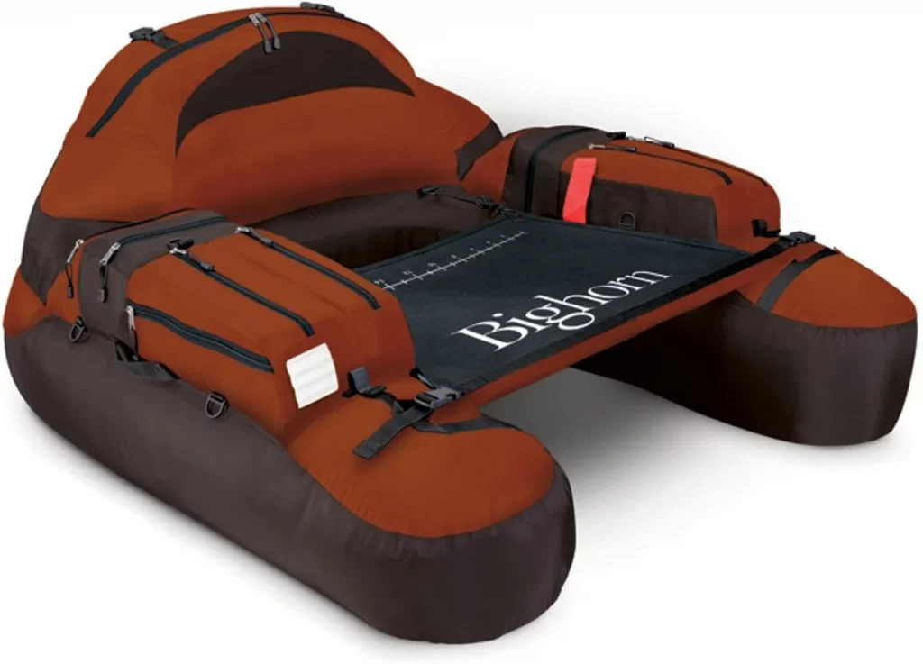 Classic Accessories Bighorn Inflatable Fishing Float Tube
Bighorn assembled size: 54"L x 50"W x 27"H, Weight: 11lbs. 300 pound capacity
Hydrodynamic hull shape improves tracking and steering
Extra large and comfortable backrest
Roomy armrest storage with additional reel pockets, gear pockets, small mesh pockets, and flat zip pockets