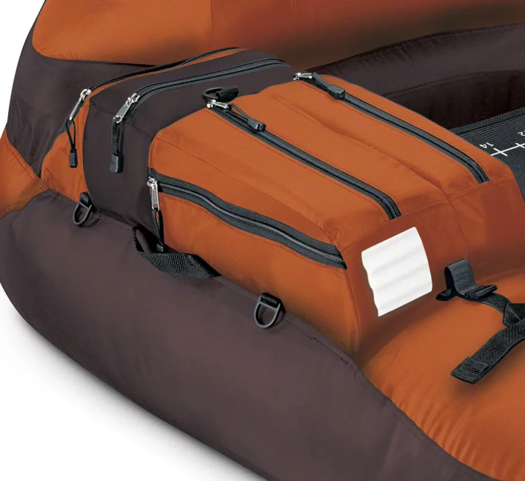 Roomy armrest storage with additional reel pockets, gear pockets, small mesh pockets, and flat zip pockets