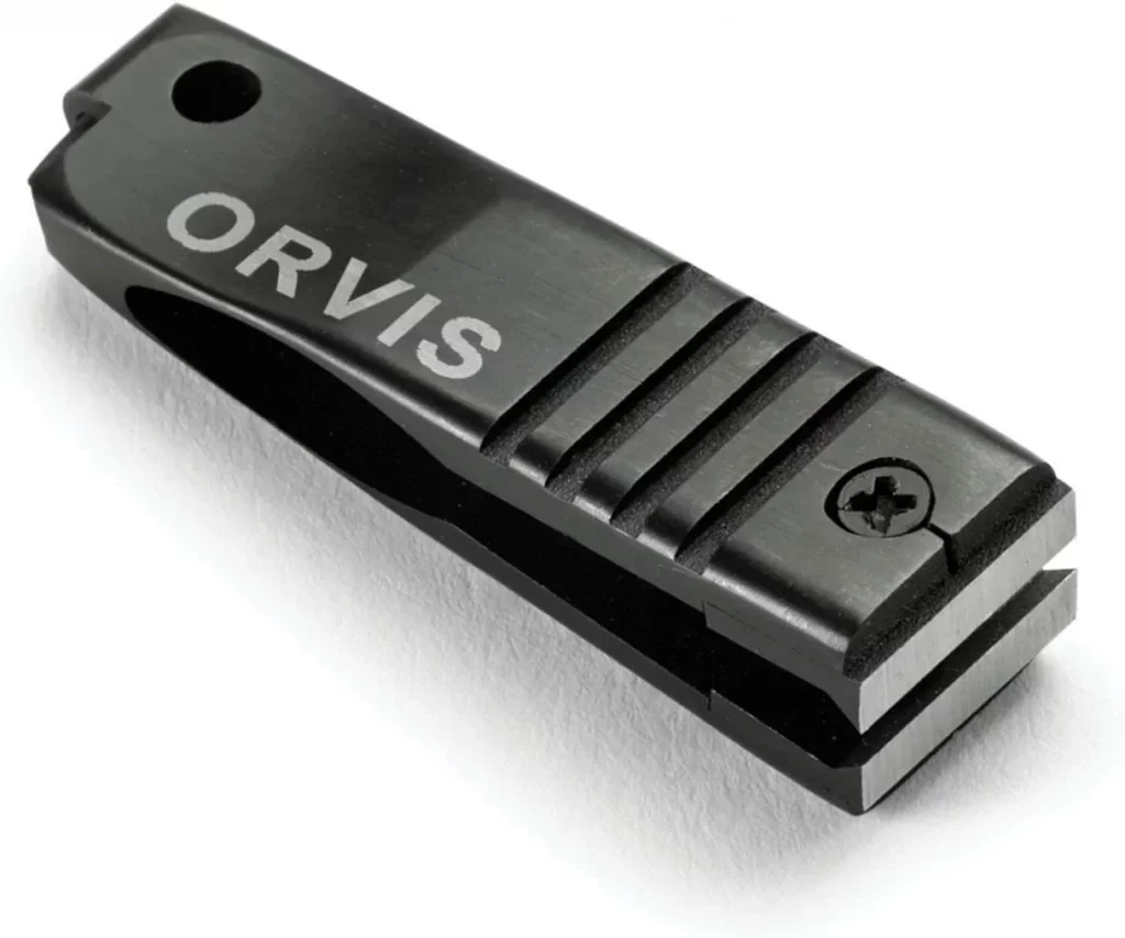 Orvis Flow Nipper
2 in L x .5 in W
Superior cutting edge for long life
Machined from top quality stainless steel
Machined grooves and finished edges for a better grip
Hook-eye cleaner