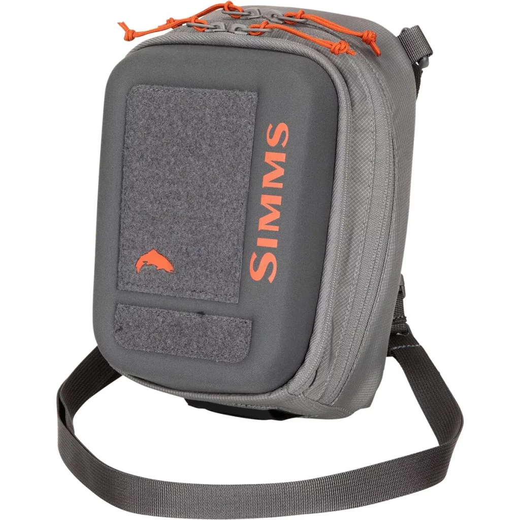 Simms Freestone Water Resistant Outdoor Chest Bag Simms Freestone Water Resistant Outdoor Chest Bag with Pockets | The chest pack puts everything you need for a fly change or tippet replacement close at hand.
